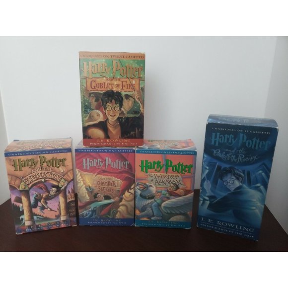 Vtg 90's Lot of 5 Harry Potter Audio Book on Cassette Series Read by JIM Dale